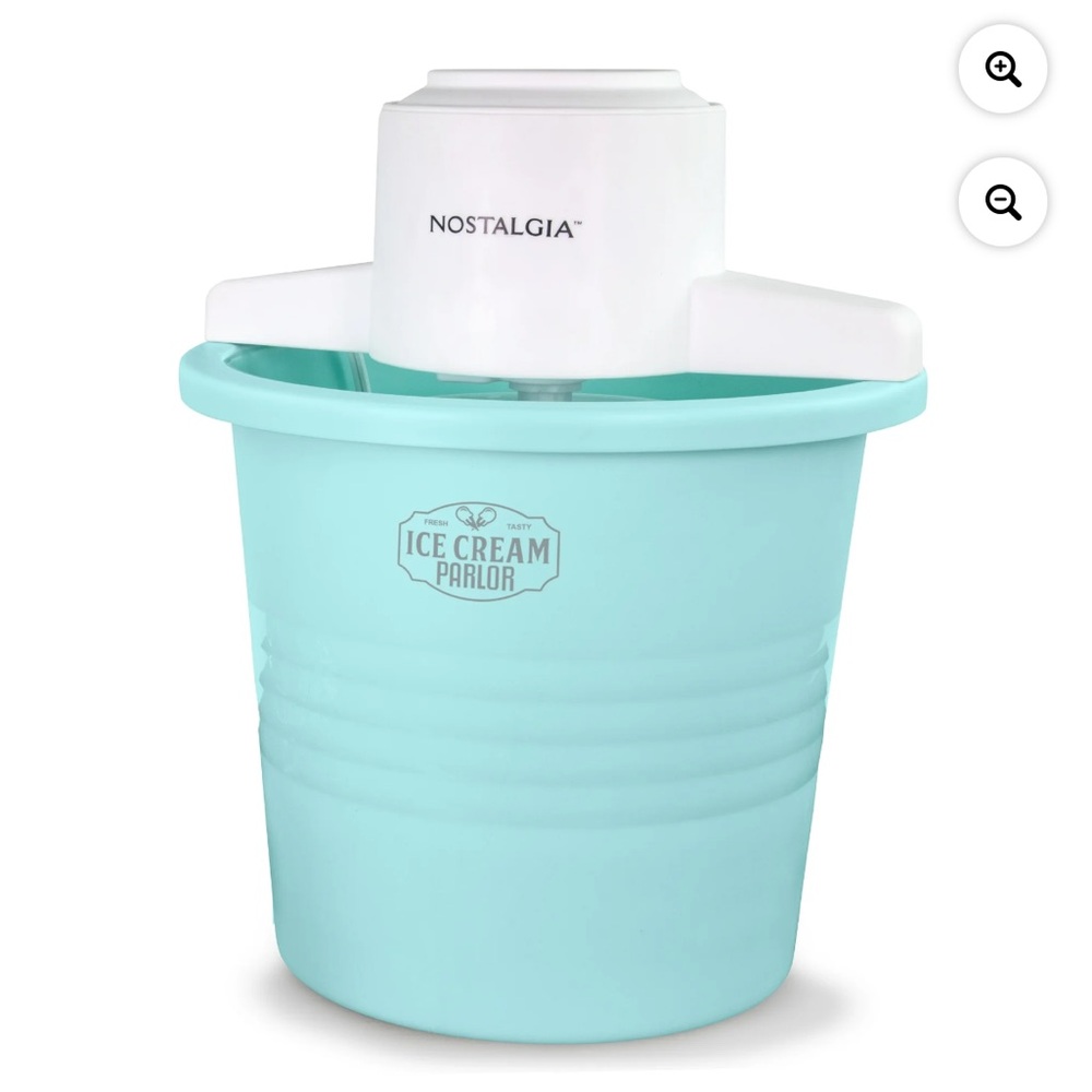 Nostalgia Ice Cream Maker in Aqua and White